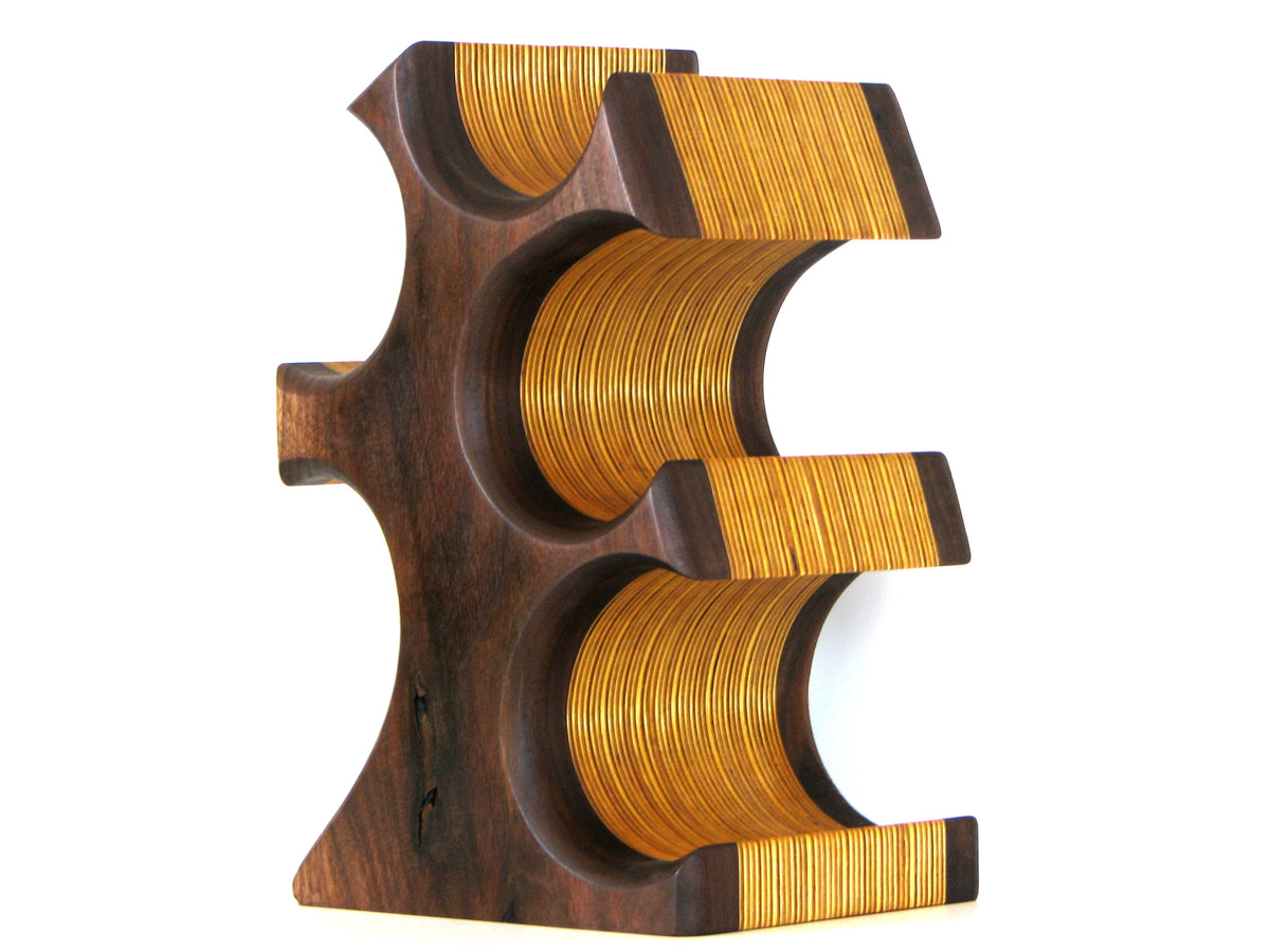 Handcrafted Sculptural Mango Wood 6-Bottle Wine Rack