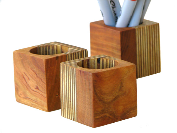 Modern Cherry and Plywood Desk Organizer