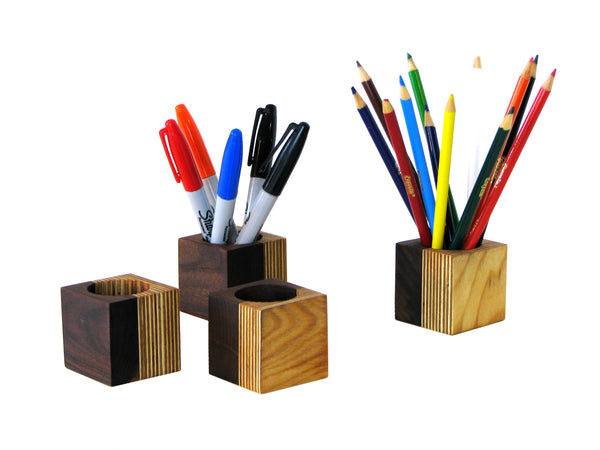 Modern Walnut and Plywood Desk Organizer