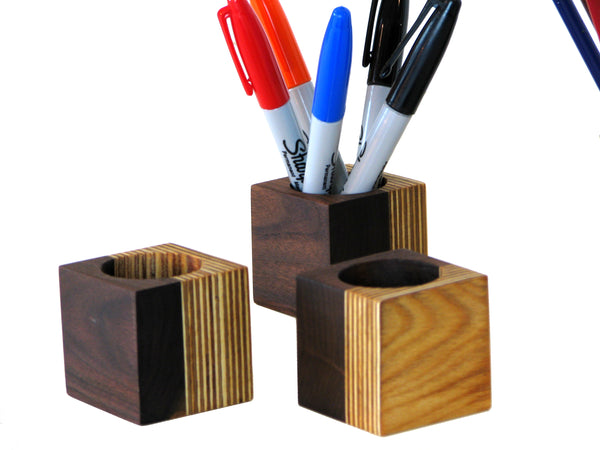 Modern Walnut and Plywood Desk Organizer