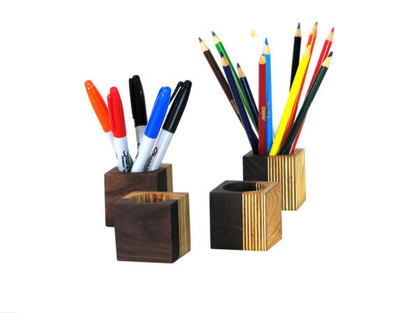Modern Walnut and Plywood Desk Organizer