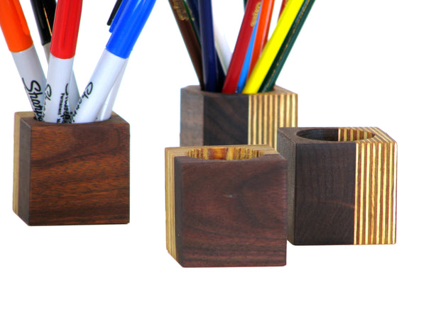 Modern Walnut and Plywood Desk Organizer