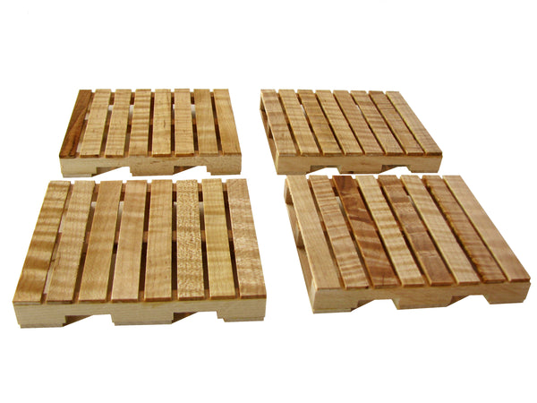 Pallet Coaster Set of 4 in Curly Maple