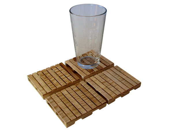 Pallet Coaster Set of 4 in Curly Maple