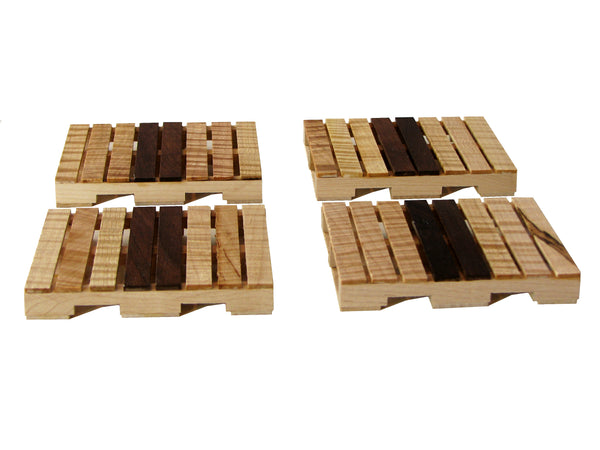 Pallet Coaster Set of 4 in Curly Maple and Black Walnut
