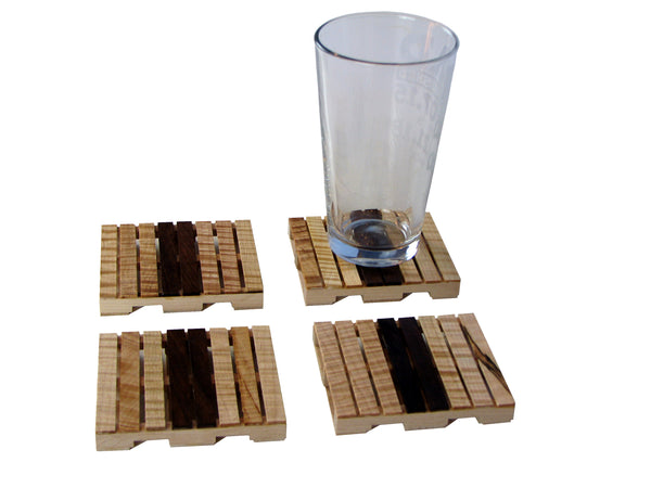 Pallet Coaster Set of 4 in Curly Maple and Black Walnut