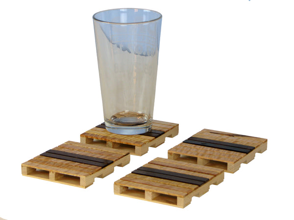 Pallet Coaster Set of 4 in Curly Maple and Black Walnut
