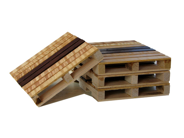 Pallet Coaster Set of 4 in Curly Maple and Black Walnut