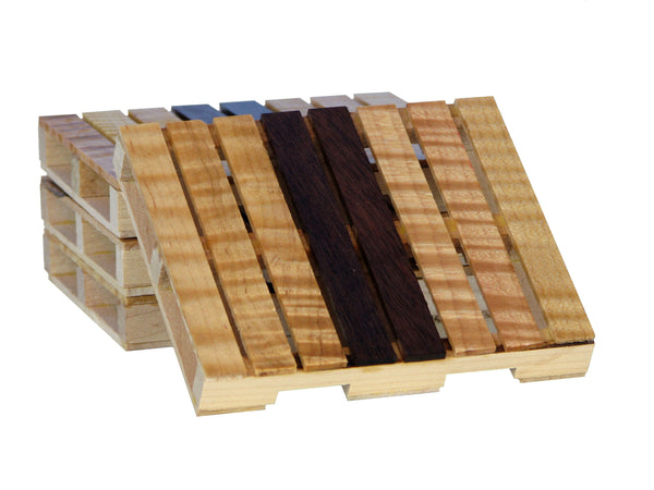 Pallet Coaster Set of 4 in Curly Maple and Black Walnut