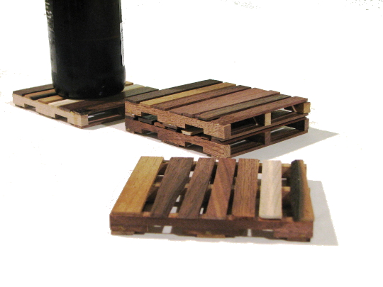 Pallet Coaster Set of 4 in Walnut
