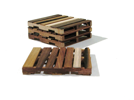 Pallet Coaster Set of 4 in Walnut